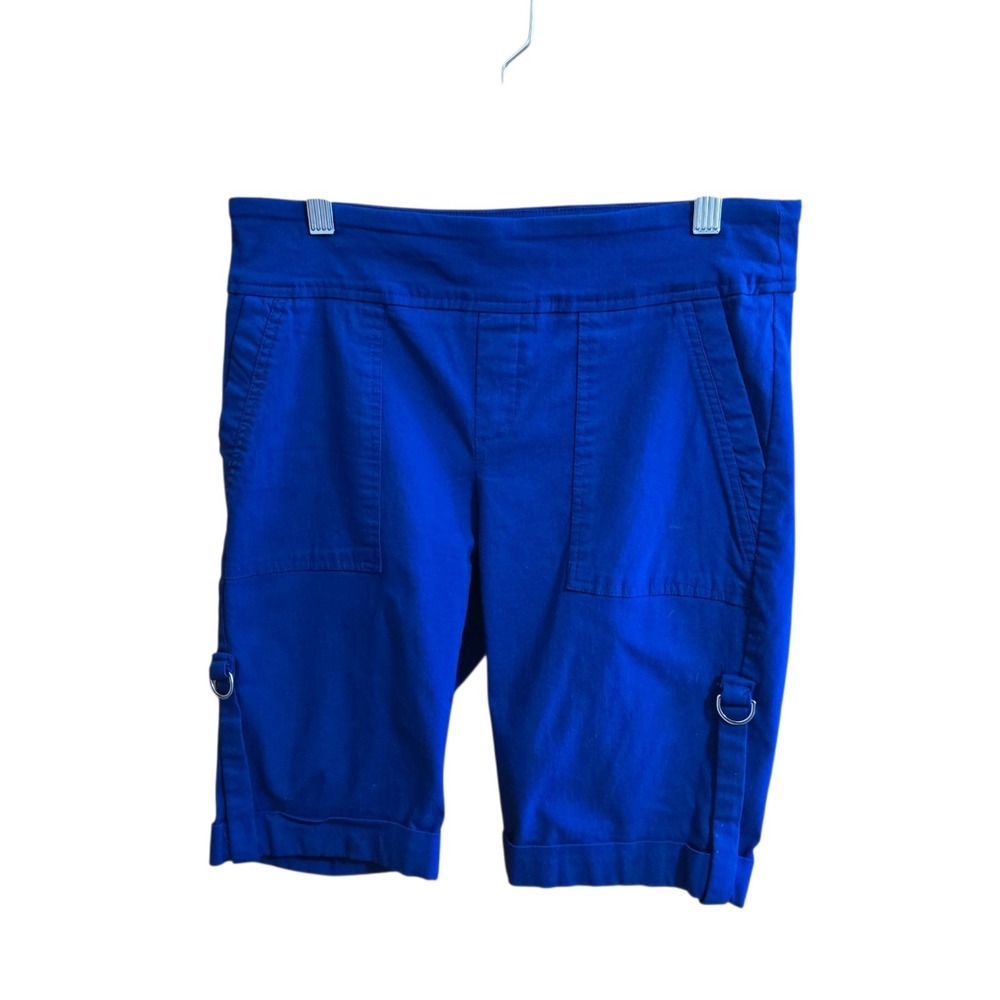 Kate Park Women's Bermuda Shorts Size Petite Small Royal Blue Stretch Pull On